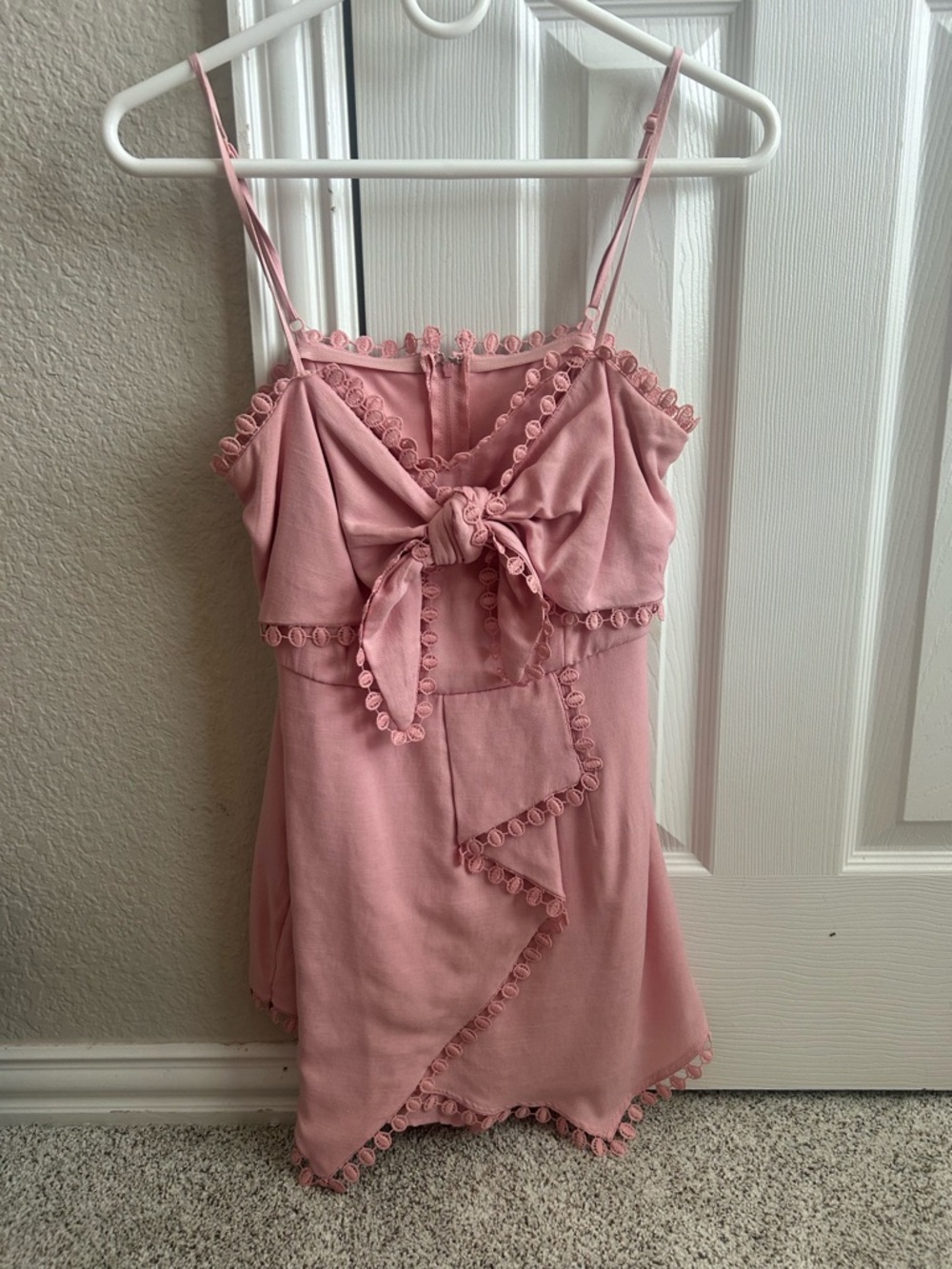 Mi Amore Pink Tie-Front Mini Romper